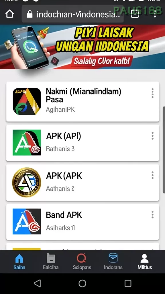 Cuplikan layar 918KAYA — menu navigasi